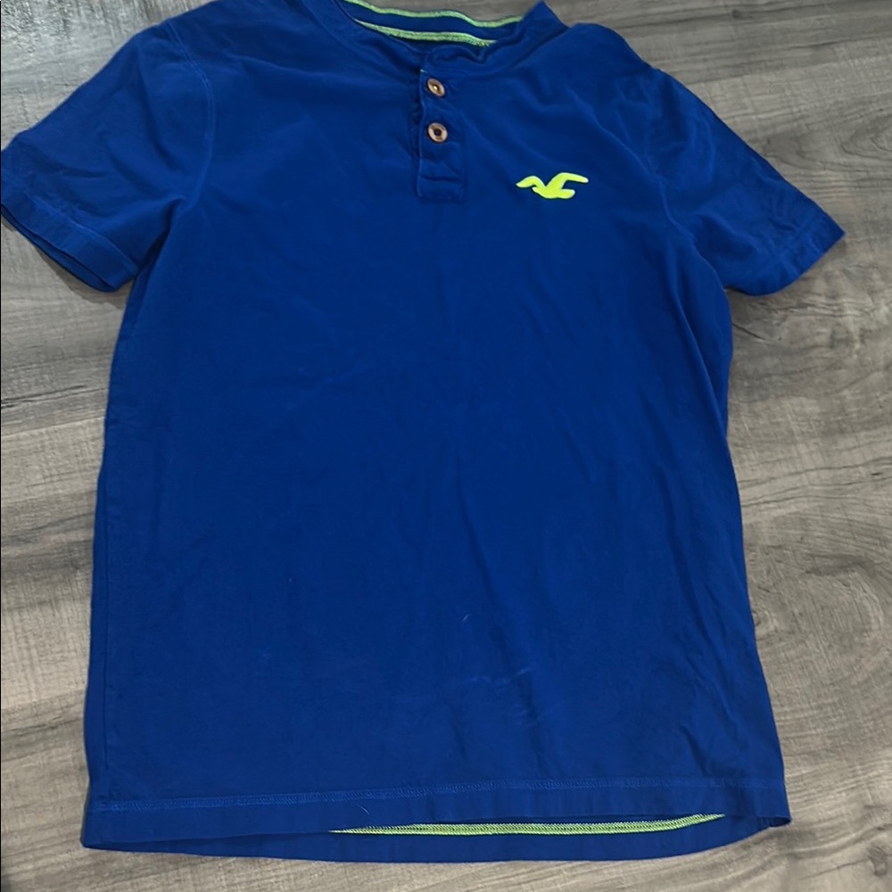 Hollister Blue and Green Polo Shirt